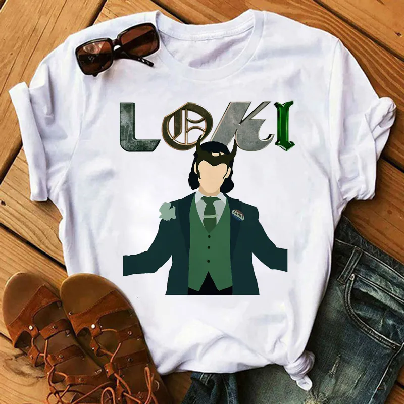 Superbohater Loki Letter Print T Shirt Women Funny Bóg Mischief Tees Graphic Tees Summer Tops Cartoon T Kobieta 220628