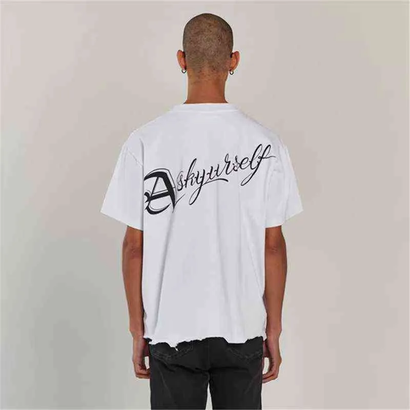 2022ss Askyurself Destroyed T-Shirt Herren Damen Beste Qualität Kleidung Tops TeeT220721