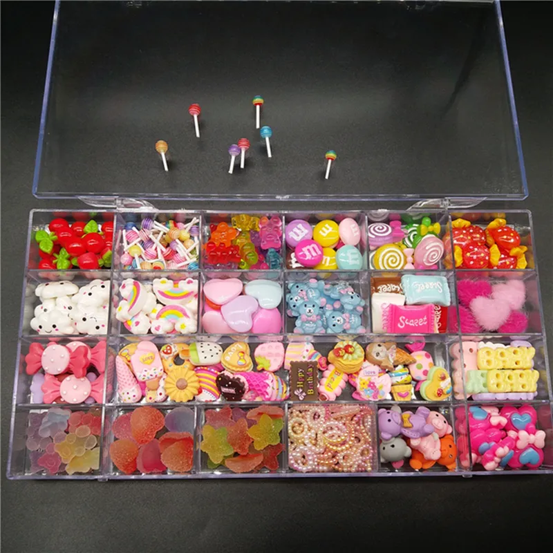 One Box Design Kawaii Associory Resin Nail Art Charms Flower Gummy Bearcnady3d Nail Art Decorations S 220525