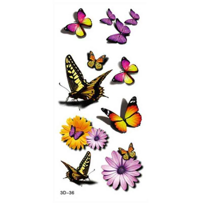 NXY Temporary Tattoo Butterfly Flower Color Printing Tatouage Sticker Waterproof Arm Clavicle Body Art Disposable 0330