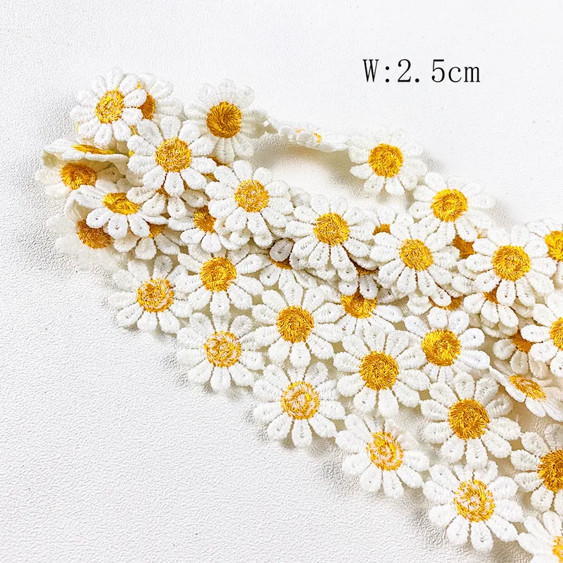 2yard / daisy кружевная отделка высококачественный цветок кружева ткань вышивка ручной работы лоскутная лента diy одежда швейные аксессуары