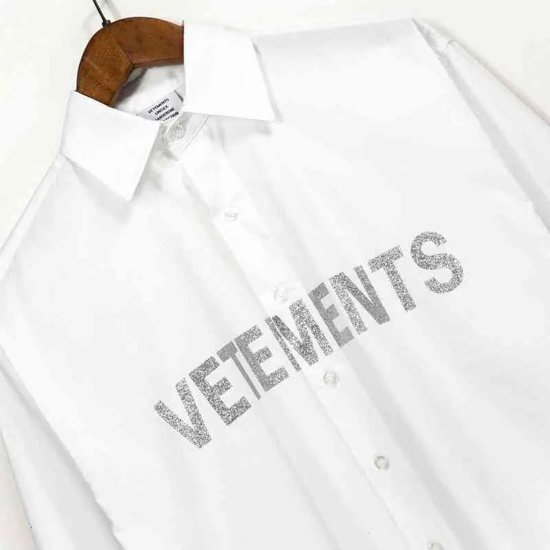 Tide Legal Brand Weitemeng Предметы сверкающие розовые буквы мужские и женские повседневные свободные с длинными рукавами белая рубашка