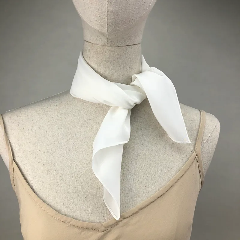 Women Silk Scarf Square Neck Shawls Lady White Solid Bandana Hair Band Kerchief for DIY Painting 22051215668841933144