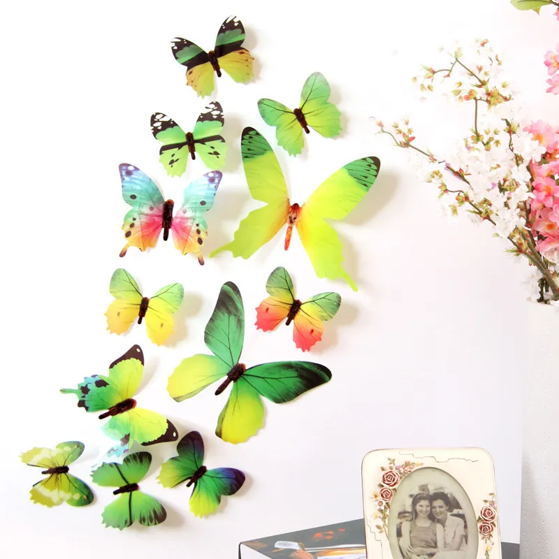 Butterflies Wall Stickers Year Gift Home Decorations 3D Butterfly PVC Self Adhesive Wallpaper For Living Room Decals 220727