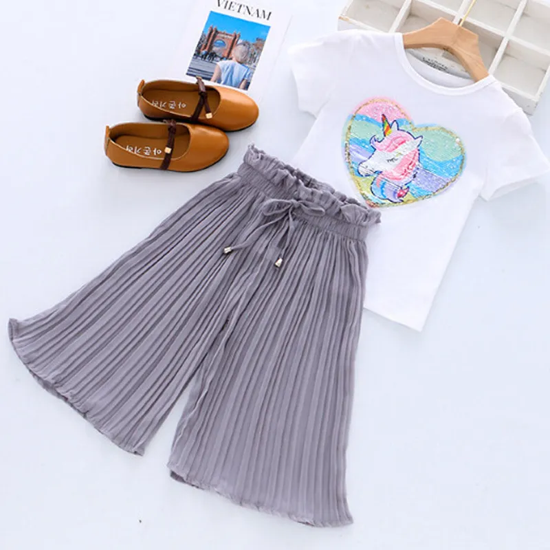 Toddler Girls Sets Summer Unicorn T-shirtpants Suits Outfit Girl Tracksuit Set Kinderkleding 3 5 6 8 10 jaar 220523
