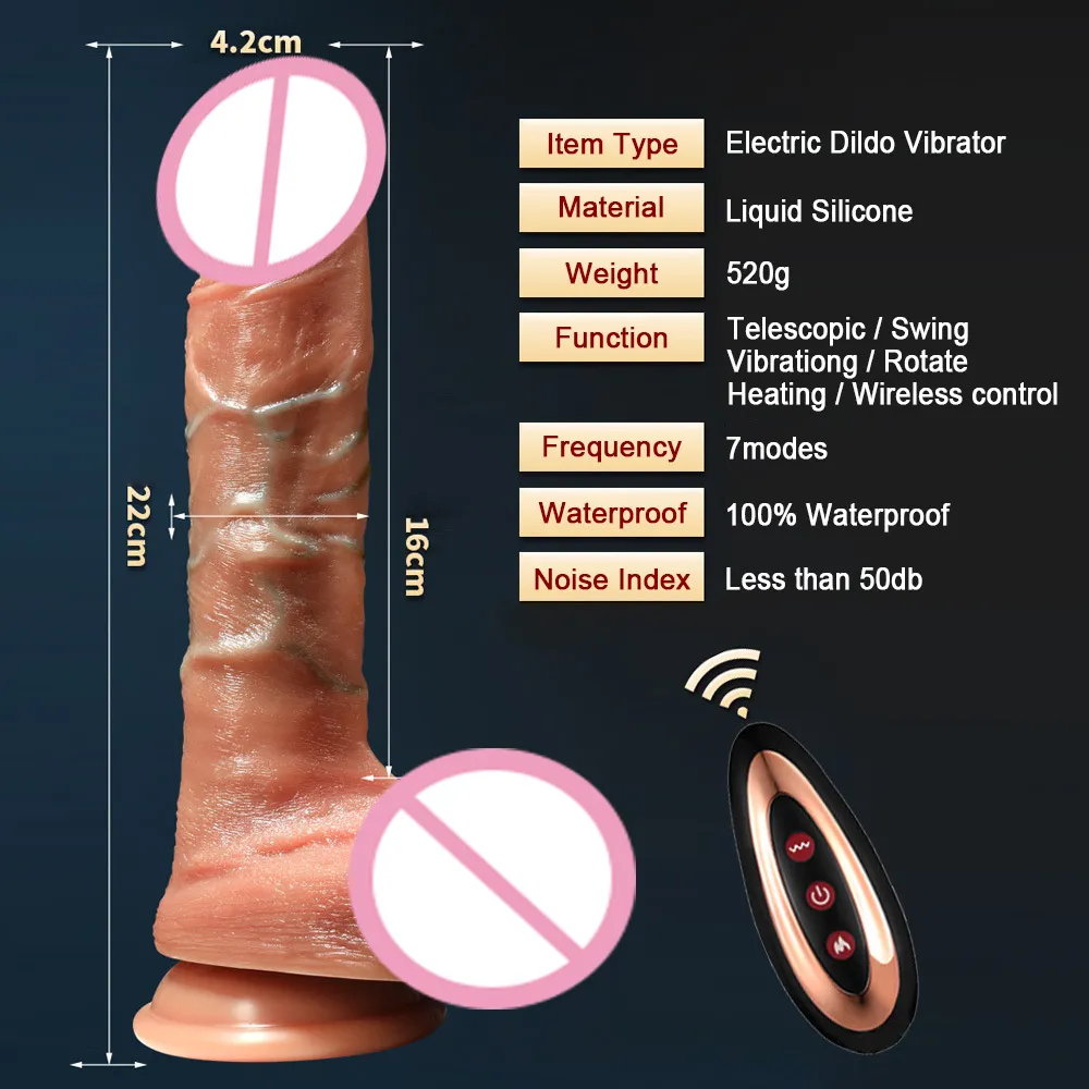 Wireless Control Realistic Dildo Vibrator for Women Telescopic Heating Automatic Big Silicone Penis sexy Toys
