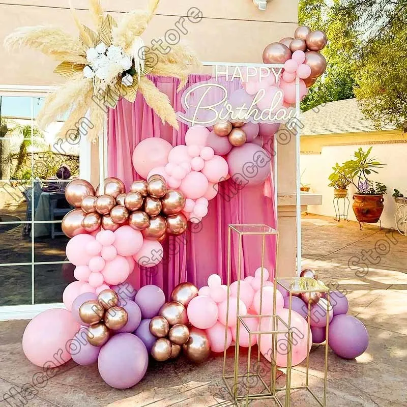 Macaron Pink Wedding 1 Birthday Party Arch Backdrop Baby Shower DIY Golden Welcome Decoration Event Balloon Garland Kits 220523