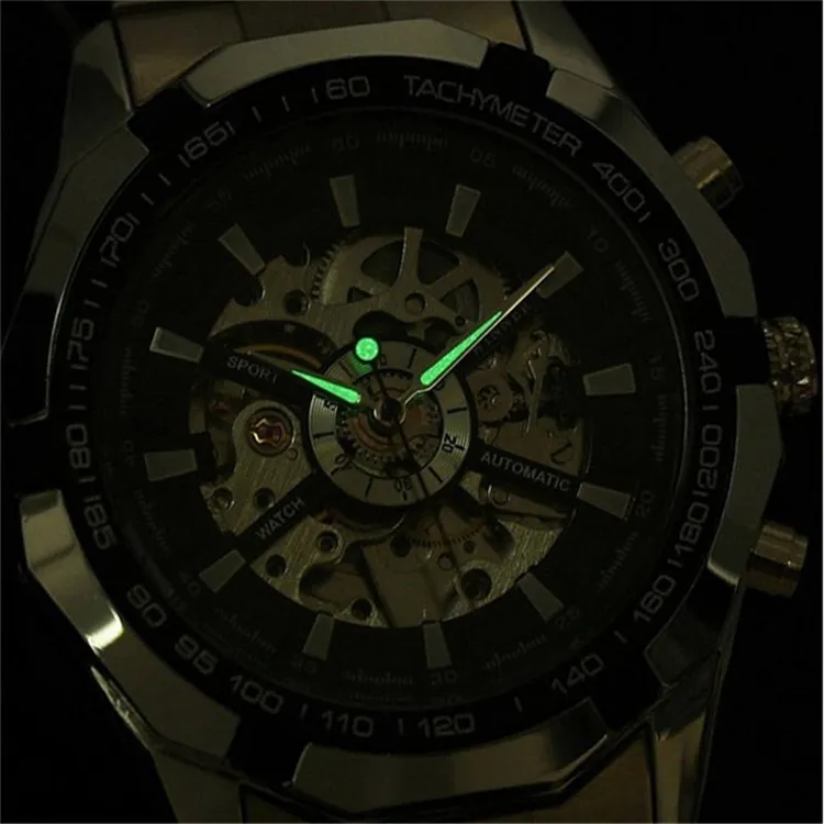 수상자 340 패션 판매 수상자 스테인리스 스틸 골격 기계식 인간 자동 셀프 윈더 손목 시계 남자 선물 220623