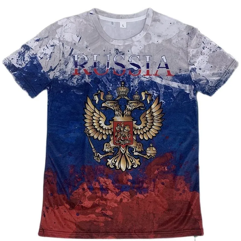 패션 러시아 베어 3D 프린트 남성 S T 셔츠 여름 라운드 넥 러시아 깃발 짧은 소매 의류 스트리트웨어 대형 상단 220712