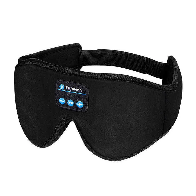 Masque de sommeil 3D Eye HeadSet Bandeau Doux Élastique Confortable Casque de Musique Sans Fil Avec Micro Pour Les Dormeurs Latéraux 220509