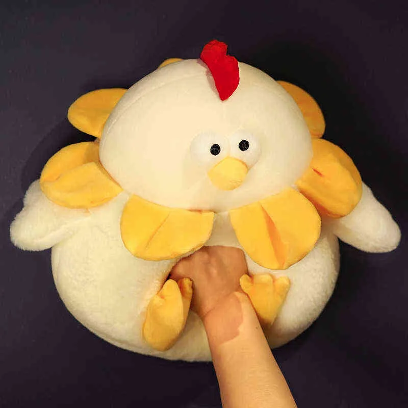 Round Chicken pluche speelgoed pluizig slaapkussen schattig dier gevulde zwaan chick zachte poppen vloermat kinderen meisjes verjaardagscadeau j220704