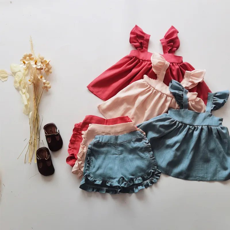 LZH Summer Baby Girls Ubrania T-Shirt + Kombinezony 2 sztuk Zestaw Outfit Kids Casual Sport Kostium Dla Dzieci Niemowląt Odzież 1 2 3 4 roku 220326