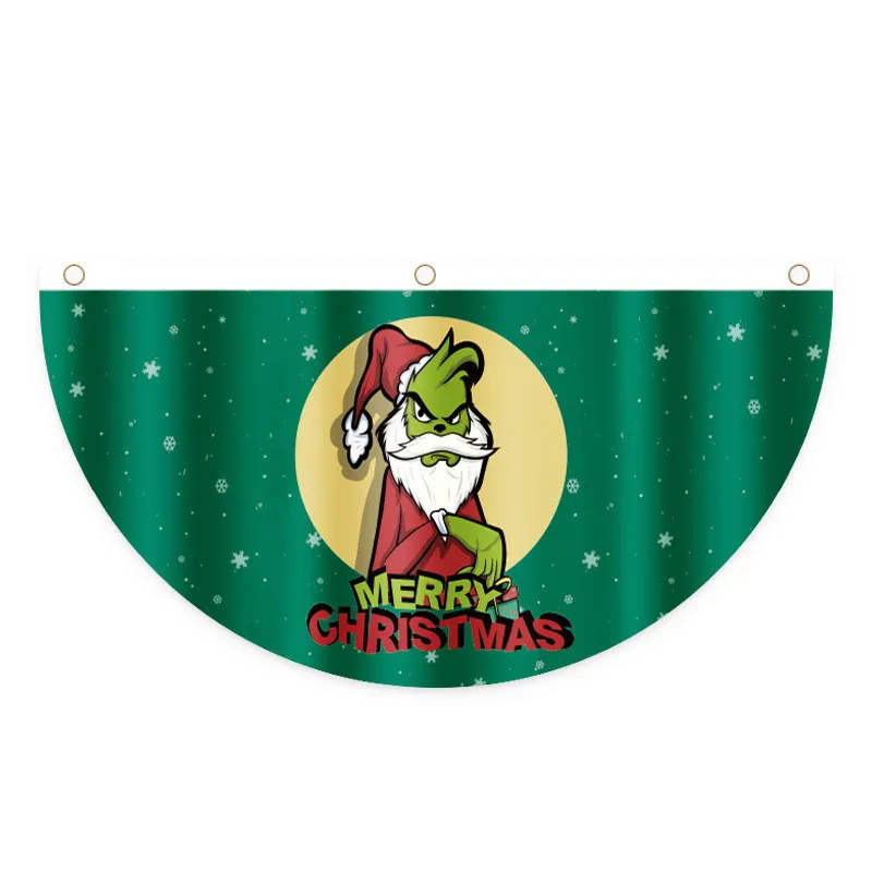 Christmas Decor for Home Outdoor Fan-shaped Flag Door Decoration Pendant Xmas 2023 Navidad New Year Natal Noel Natale Kerst 2022