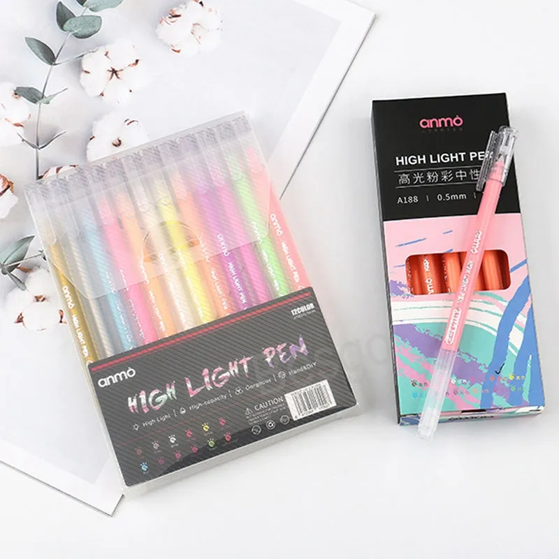 Bonbons Couleurs Flash Gel Stylo Marqueur En Plastique Étudiant Doodle Beaux-Arts Stylo DIY Compte À Main Coloré À Bille Écriture Papeterie BH6570 TYJ