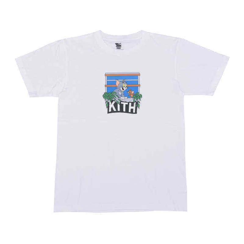 Kith Tom i Jerry Cartoon Printing T-shirt krótkie rękawy luźne koszulka dla mężczyzny kobiety para odzieży 07 T SHIRTS MEN