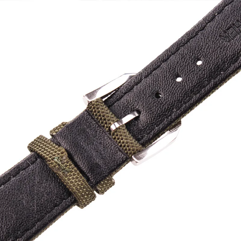 20mm 21mm 22mm Nylon Echtleder Uhrenarmbänder Herren Damen Grün Schwarz Hochwertiges Uhrenarmband mit silberner Dornschließe 220622