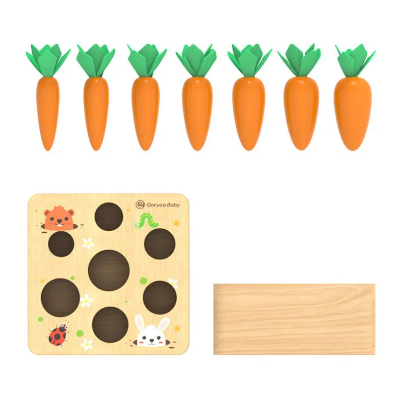 Toys de madeira Baby Montessori Toy Conjunto Puxando a forma de cenoura Cognição cognição Baby Toy Educational Toy for Kids Presente 220706