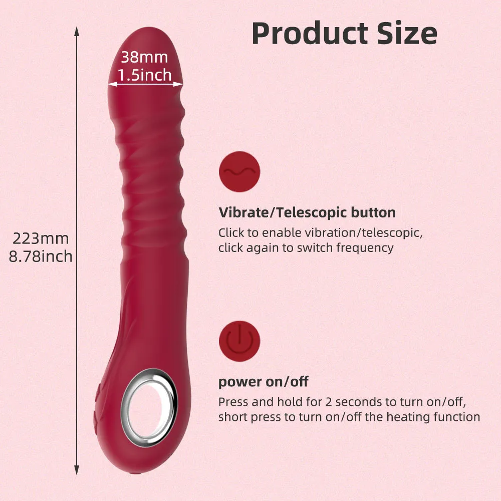 Teleskopisk dildo vibrator kvinnlig onanator smart uppvärmd penis vuxen produkt g-spot vagina stimulator fitta sexiga leksaker för par