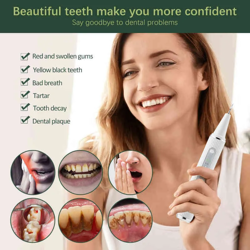 Visueller Ultraschall-Zahnreiniger, elektrischer Zahnsteinentferner, Zahnsteinentferner, Mundhygiene, Zahnaufhellung, Plaque-Flecken 220713
