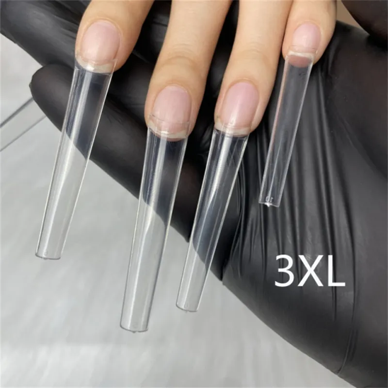 3XL 2XL Tapered No C Cover Square Coffin extras Long Full Nail Tip Artificial Acrylic False Tips Press On 220716