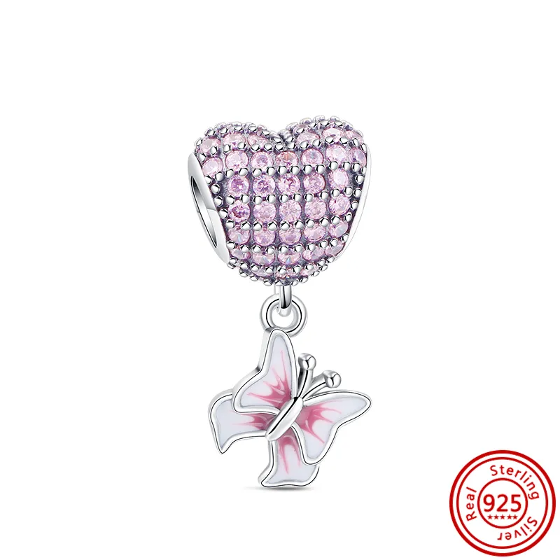 925 Silver Bad Fit Charms Pandora Charm Bracelet Butterfly Flowers Series Spring New Charmes Ciondoli Diy Fina Jóias