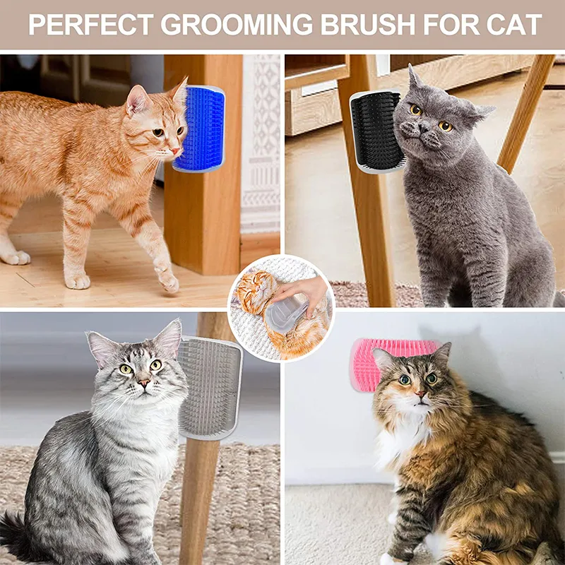 Cat Self Groomer with Catnip Soft Cats Wall Corner Massage Cist Combruse يفرك الوجه مع إمدادات Pet Pet Tickling Comb