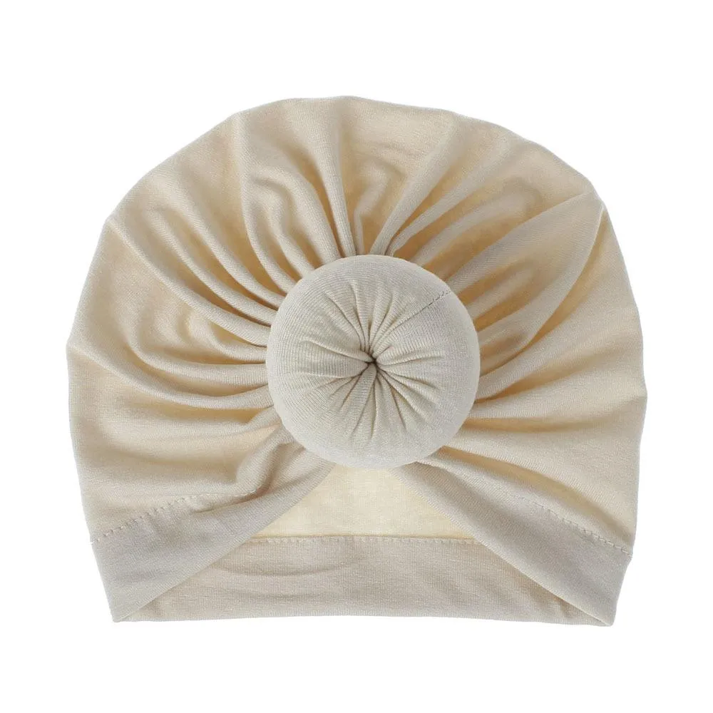 Baby Turban bonnet colore del cotone top knot nodo interno Hijab africano twist headwrap ragazze ragazzi testa avvolge India Hat Hijab Cap