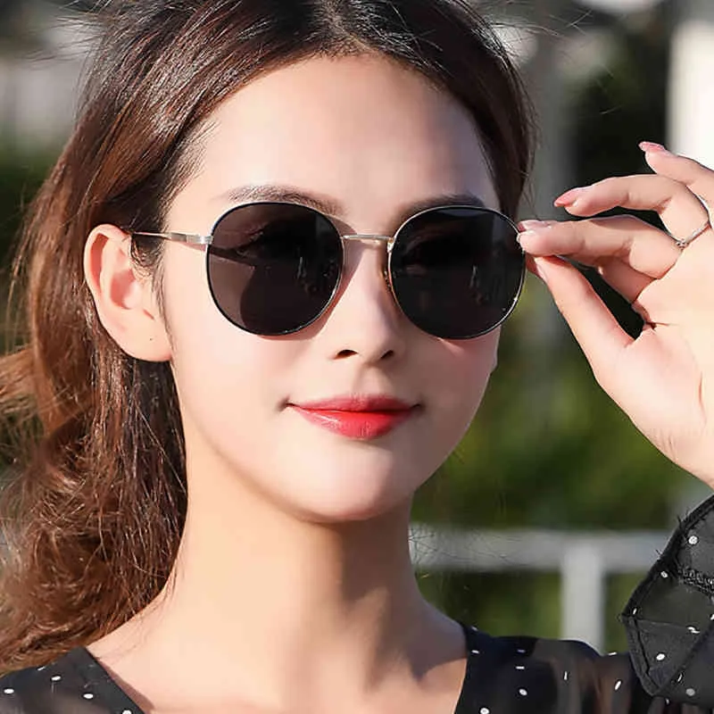 2021 جديدة وصلت إلى النظارات الشمسية الفاخرة تصميم العلامة التجارية كبيرة الحجم مستديرة الوردي ظلال نظارات مستقطبة السيدات Oculos de Sol