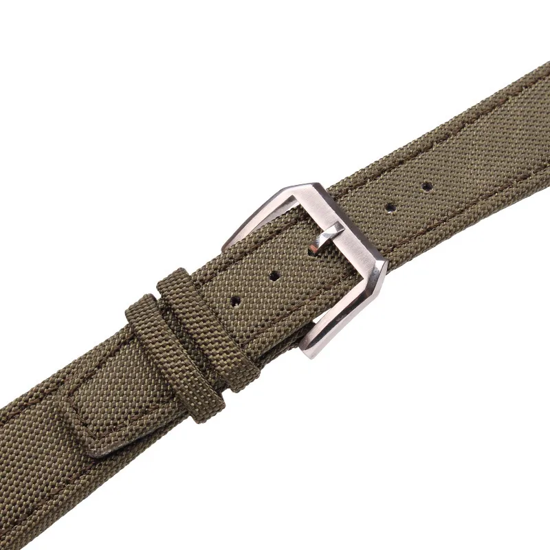 20 mm 21 mm 22 mm nylon   echte lederen horlogebands Men vrouwen groen zwart hoogwaardig horlogebandband met zilveren pin buckle 220507