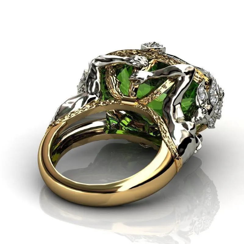 Anello di gemma smeraldi di colore oro giallo Hoyon 14k donne Fine Anillos de anel Bijoux Femme Jewellery Bizuteria Jade 2208035362533