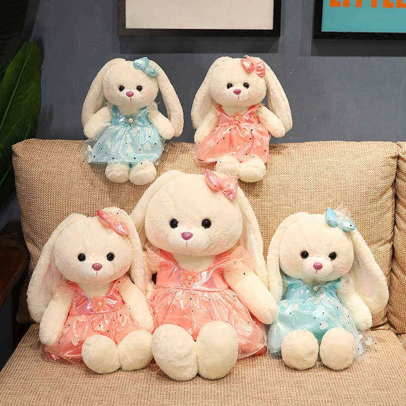 CM Piękna spódnica królika pluszowe zabawki Dolne ślubne Pchana miękka poduszka zwierząt Kawaii Prezenty urodzinowe J220704