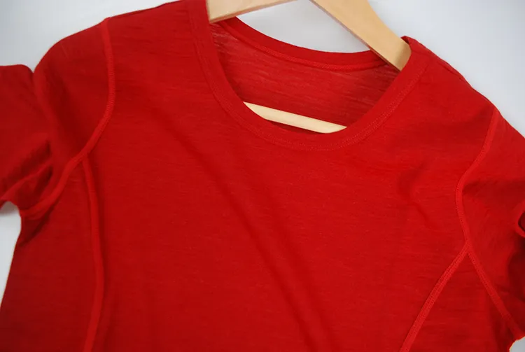 Damska merynosowa wełna T -koszulka z krótkim rękawem obok 100% merynosowa warstwa podstawy wełny 150GSM