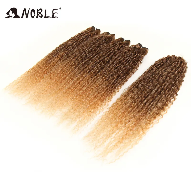 Faisceaux avec fermeture Afro crépus bouclés paquets 24 pouces Ombre Blonde Nature couleur noire cheveux synthétiques armure faisceaux fermeture 2206224213136