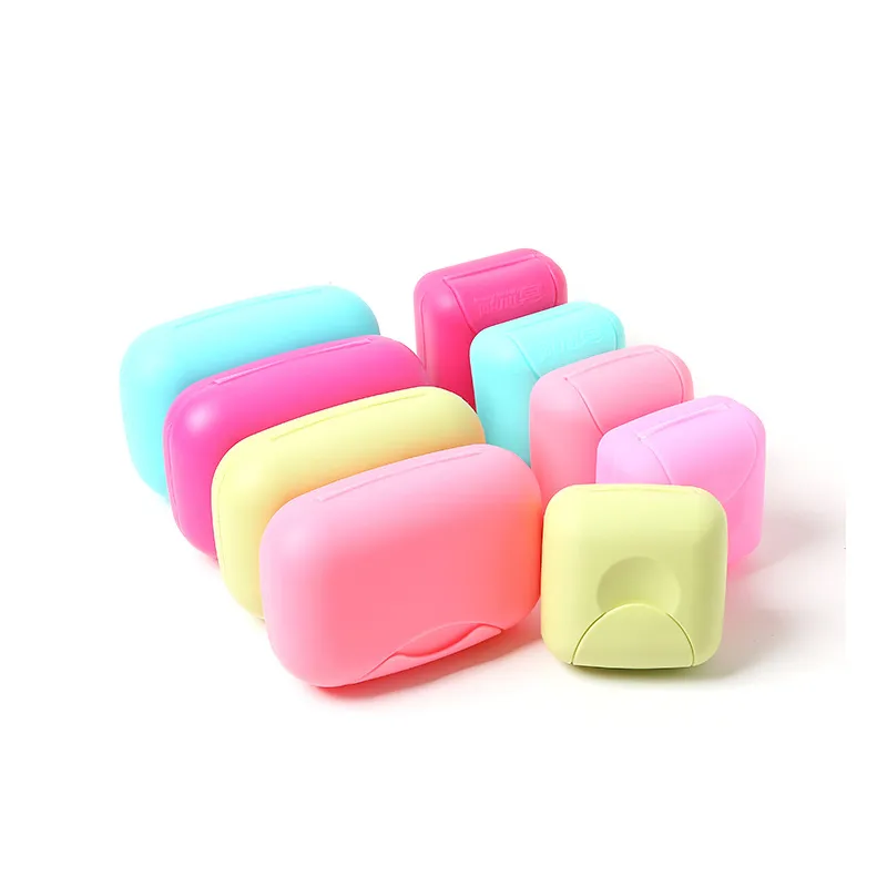 bärbara tvålfat behållare Badrum Acc Travel Home Plastlåda med omslag Små / Stora storlekar Candy Color 220412