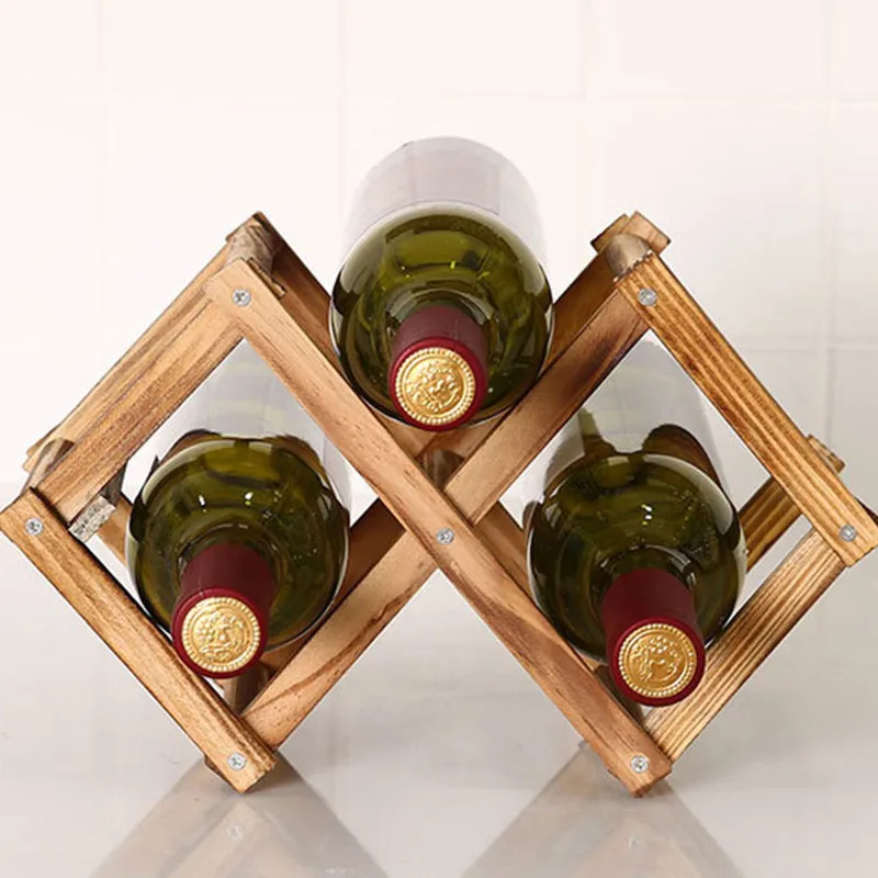 Ретро -складные деревянные винные держатели для бутылок для кухни гостиная батончик декоративный шкаф красный дисплей для хранения 220509