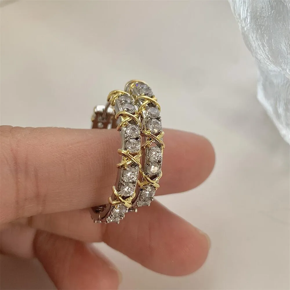 Choucong Clip Earring Prosta biżuteria mody 18k biały złoto wypełnienie okrągły biały topaz cz diamentowy szlachetki Kobiety ślubne 317L