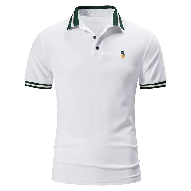 Erkekler Polo Gömlek Kısa Kollu Yaz Erkek Günlük Polos V Boyun Jogger Tees Gömlek İnce Katı Nakış İş Üstleri Giyim 220504