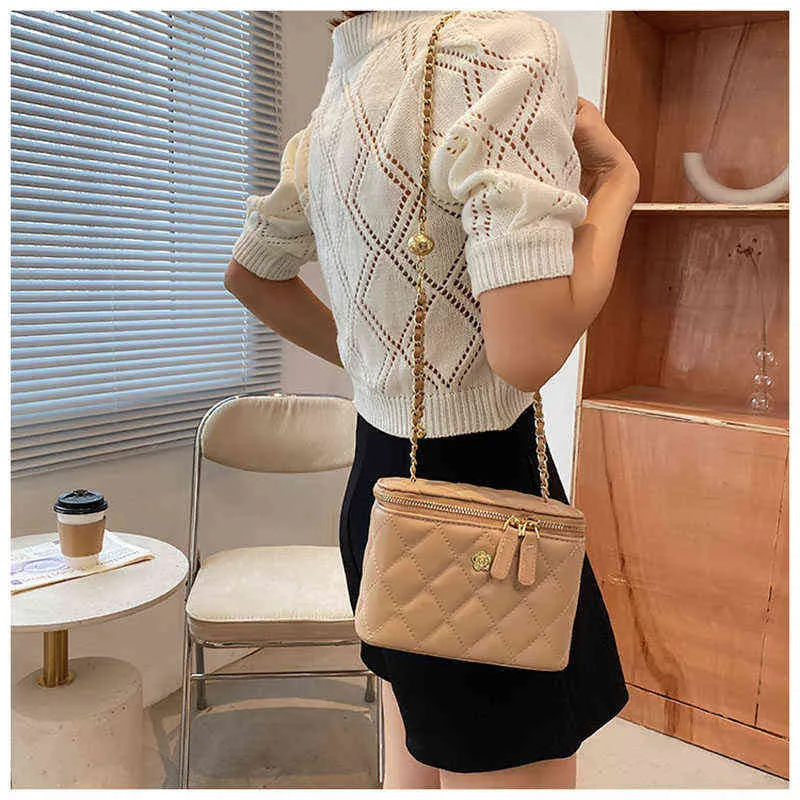 Lattice Square Box Crossbody Shoulder Bag High-quality Totes PU Leather Women