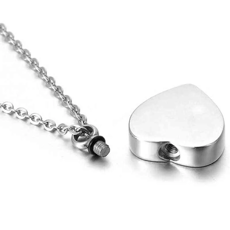 Heart Shaped Memorial Urns Necklace Human/ Pet Ash Casket Cremation Pendant Cross Stainless Steel Jewelry Can Open Y220523