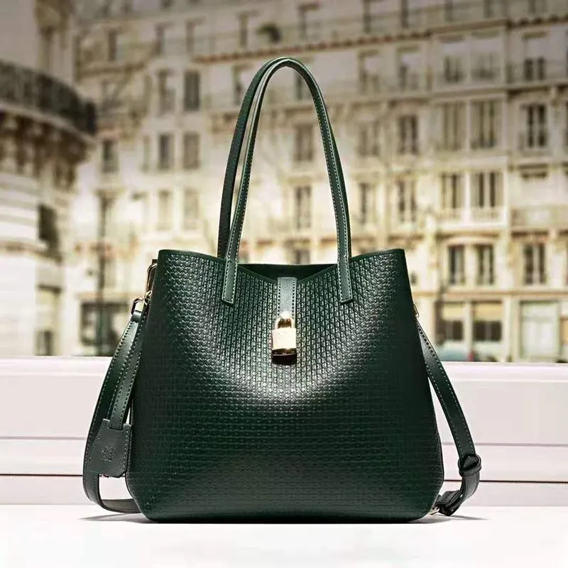 Evening Bags CHCH HCHC 100% Genuine Leather Embossed Tote Bag For Women 2022 Fashion Single Shoulder Handbags Designer Purse2361