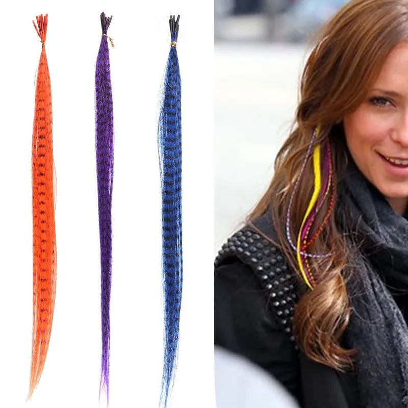 Synthetic Straight Multicolor Feathers Hairpiece Wig Hair Extension Beauty Tool 2206062680583