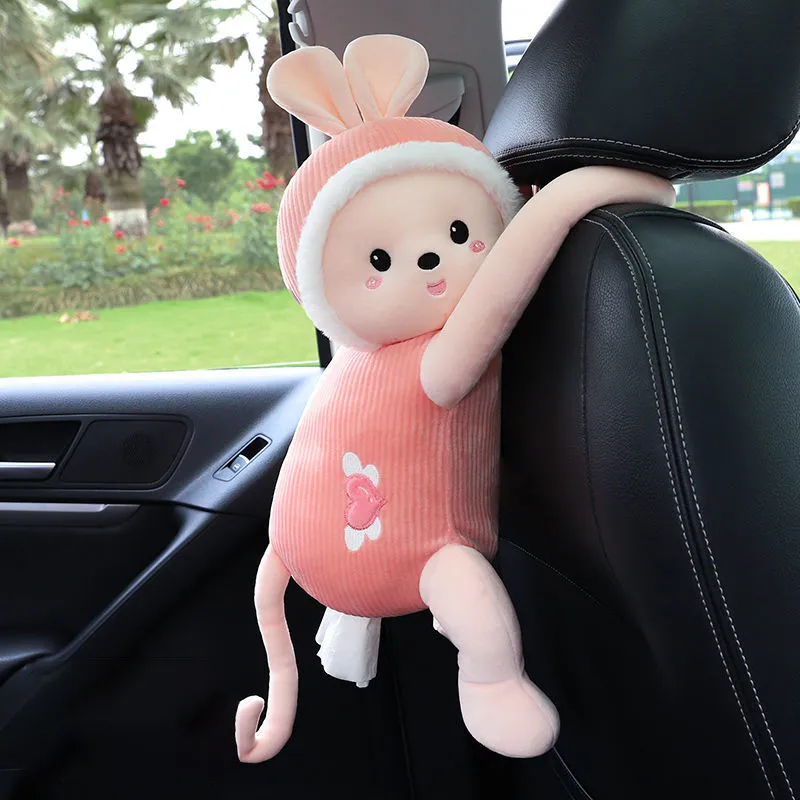 Car tissue bag box pumping car seat back hanging armrest creative toon cute net red interior supplies 220523