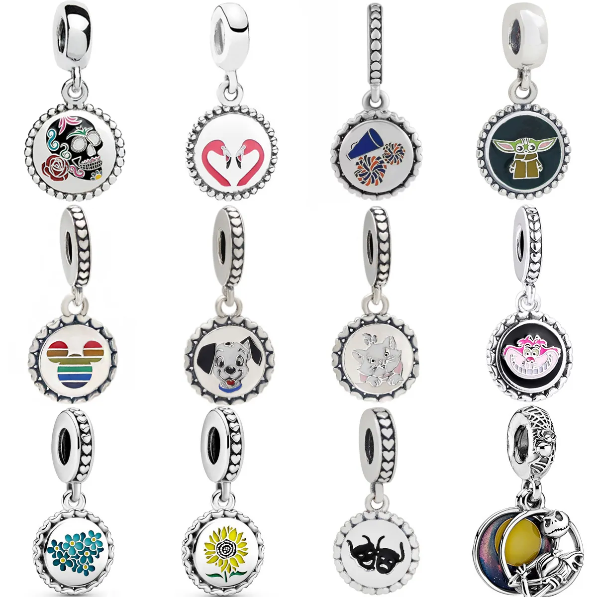 925 Sterling Silver Dange Charm Mouse Skull Beads Bead Fit Pandora Charms Bracelet Diy Sieraden Accessoires