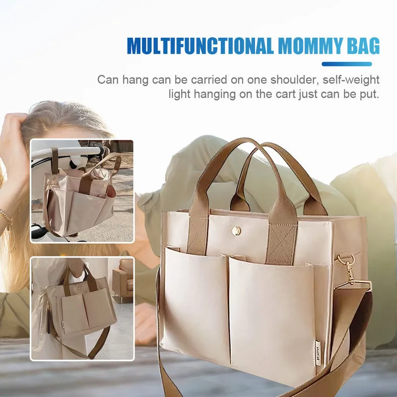 Mamma väska förvaring stor kapacitet multifunktion bärbar en axel mamma pack baby barnvagn hängande väska