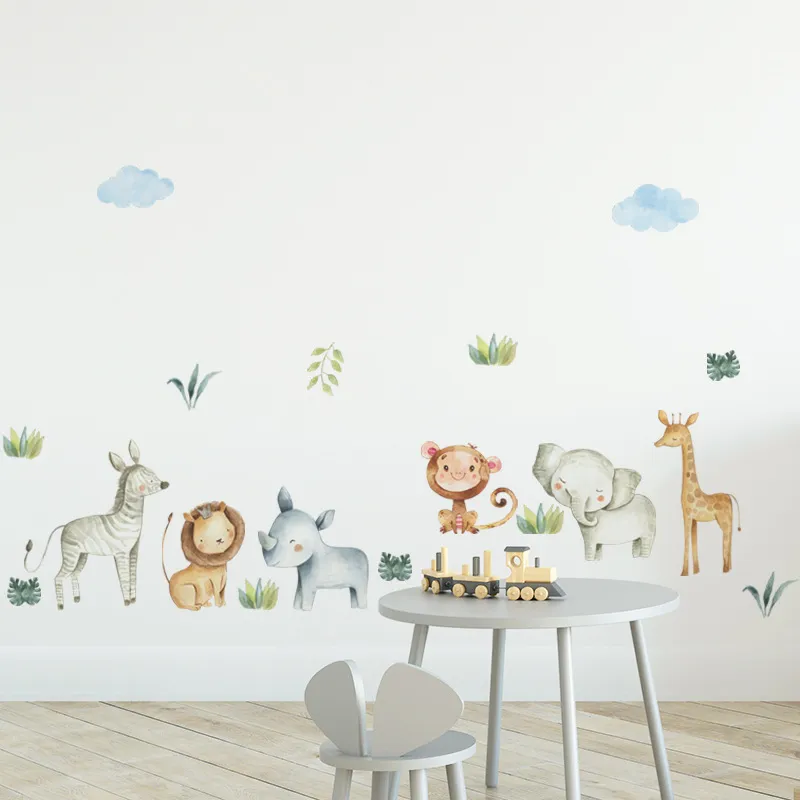 Ręcznie rysowana naklejka ścienna zwierzęta do wystroju domu pokój dziecięcy Kingdergarten Work Naklejki winylowe naklejki na ścianę dekoracje domowe 220613