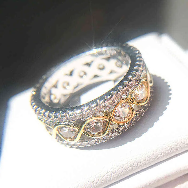 Goldverkaufsschild-Farbtrennung Mikro-Zirkon-Ring für Engagement romantische Damen Ring Fashion Jewelry262W