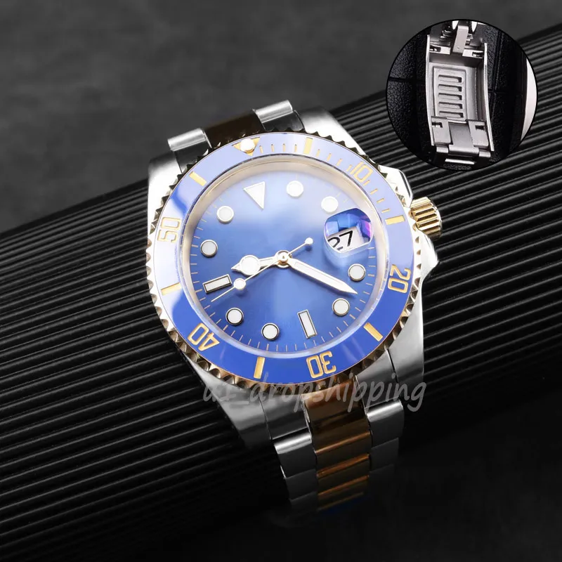 Męskie automatyczne zegarki mechaniczne ceramiczna ramka 41 mm pełna stal nierdzewna ślizganie się pływające na rękach Sapphire Luminous MO196Z