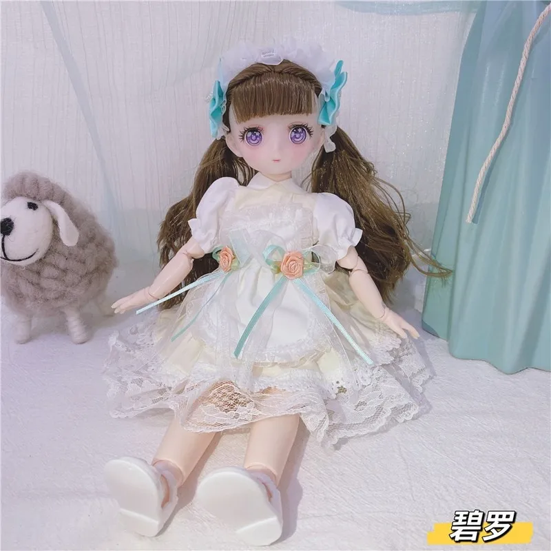 1/6 BJD Anime Doll Full Set 28cm Söta komiska ansikte Toys med klädtillbehör Flickan klä upp leksak för barn 220505