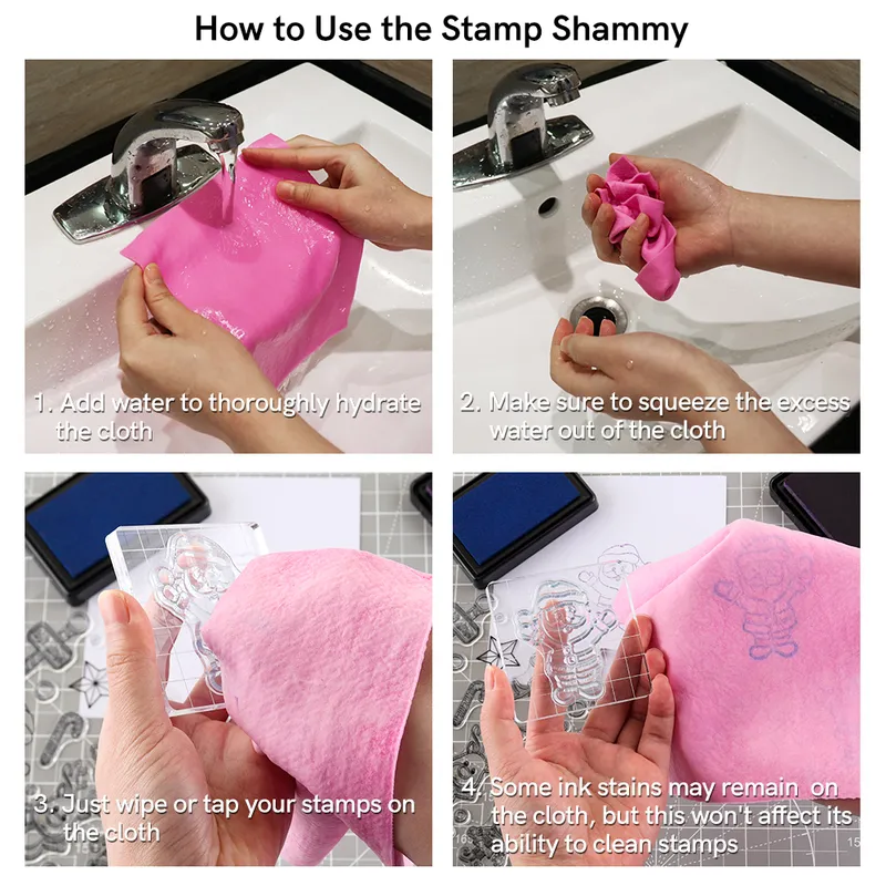 Set Hjälpsam stämpel Shammy Cleaning Suede Cloth Natural Stamp Cleaner för rengöring Stampar Glass Mat Super Absorbent Handduk 220727