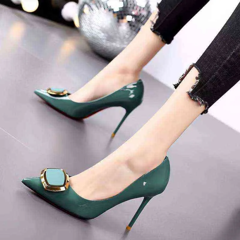 2022 Spring New Brand Women Sexy Pumps Luxury Pu Leather Crystal High Heels Summer Lady Black Fashion Party Wedding Prom Shoes G220516